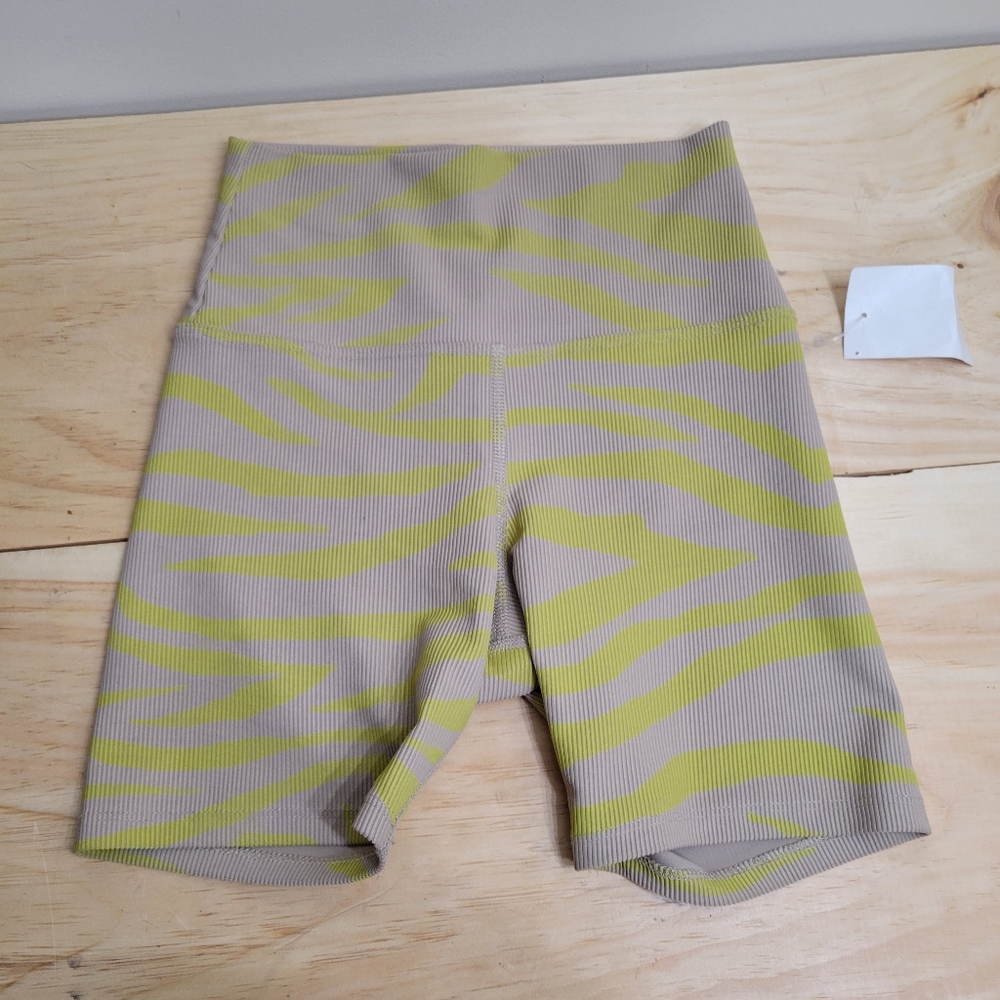 Beach riot sport zebra print neon green and nude shorts Xs nwt